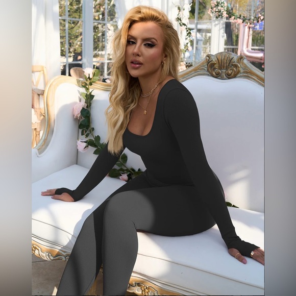 💥SALE💥 New Black Bodysuit Jumpsuit Sporty Yoga Pilates - Picture 5 of 9